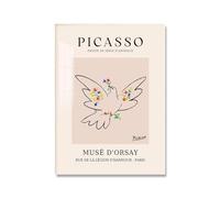 QSDTGHUIKP Pablo Picasso Toile Art Mural - Colombe de la Paix Affiche Picasso Dessin au trait abstrait Impressions Décor mural minimaliste 20x30 pouces (50x75cm) Sans cadre