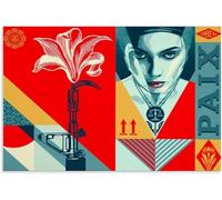 QSDTGHUIKP Paix Et Justice Par Shepard Fairey Affiche murale pop Peinture moderne sur toile Estampes Shepard Fairey pour décor murale de bureau Image 40x55cmx1 sans cadre