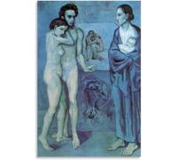 QSDTGHUIKP Période bleue de Pablo Picasso Affiche et gravures Pablo Picasso Peinture sur toile Art mural vintage Tableau cubiste pour la maison 16x24 pouces Sans cadre