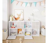 QSFCUB Bibliothèque en bois avec panneau arrière fermé, 8 compartiments, séparateur de pièce, étagère à livres, organisateur de jouets, pour chambre d'enfant, salon, chambre à coucher (blanche-WW02