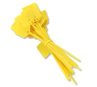 QSFPTEK 100Pcs Jaune Attaches en Nylon 120mm, Gestion des câbles Marker Nylon Cable Ties, Lot de 100 serre-câbles en nylon avec marqueur, autobloquants pour marquage de fils Ethernet-Jaune