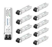 QSFPTEK 10Pack 1000Base-SX Transceiver Gigabit Multimode SFP to LC Module, MMF 850nm,550m,DOM, Mini-GBIC for Cisco GLC-SX-MMD, Meraki MA-SFP-1GB-SX, Mikrotik, Supermicro, Ubiquiti, Netgear