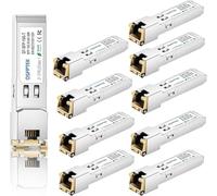 QSFPTEK 10Pack 10GBASE-T SFP+ vers RJ45 Module jusqu'à 30 m, 1,25/2,5/5/10G SFP+ RJ45 en cuivre pour Cisco SFP-10G-T-S, Ubiquiti UF-RJ45-10G, Microtique, D-Link (Prend en Charge Plusieurs débits)