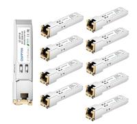 QSFPTEK 10Pack Gigabit 1000BASE-T SFP Modul, SFP vers RJ45 émetteurs-récepteurs jusqu'à 100m Mini Gbic 1G SFP-T pour Cisco GLC-T/SFP-GE-T, Ubiquiti UF-RJ45-1G, D-Link, Supermicro