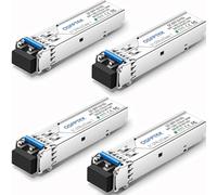 QSFPTEK 4Pack 1000BASE-LX/LH Gigabit SFP Module, 1310nm, 10km, DDM, Single-Mode LC Mini-GBIC Transceiver for Cisco GLC-LH-SMD/GLC-LX-SM-RGD, Ubiquiti UF-SM-1G, Netgear, Mikrotik, Supermicro