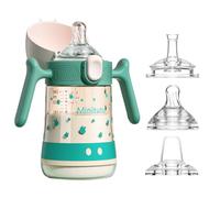 Qshare Tasse avec paille lestée,240ml Tasse d'apprentissage Bébé,Biberon à Paille Enfant anti-débordement,Gobelet à jet étanche,sans BPA (Vert)