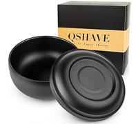 QSHAVE Bol de rasage en acier inoxydable avec couvercle 10 cm de diamètre Taille grande et profonde Revêtement chromé noir mat