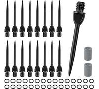 QSHXXROI Pointes de Fléchettes en Acier 2BA, 15 Pointes de Fléchettes à Pointe en Acier, avec 30 Anneaux en Caoutchouc 2 Pierre à Aiguiser, pour Remplacer Les Pointes des Fléchettes