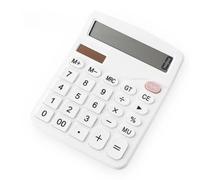 QSJ-Calculatrice à grand écran LCD à 12 chiffres,calculatrice de bureau de comptabilité financière avec énergie solaire et batterie double-Blanc