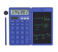 QSJ-Calculatrice de base améliorée avec bloc-notes de 6,5 pouces,calculatrice standard de poche,fonction 12 chiffres,2 en 1,portable pour l'école et le bureau-Bleu