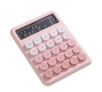 QSJ-Calculatrice de bureau à 12 chiffres,grand écran LCD,grand bouton rond,calculatrice colorée dégradée,adaptée au bureau,à l'école et à la maison-Rose
