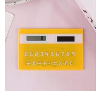 QSJ-Calculatrice solaire à 8 chiffres,Mini calculatrice Portable mince pour étudiant,papeterie,jouets mathématiques,calculatrice électronique scolaire-Jaune