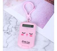 QSJ-Mini calculatrice de dessin animé portable avec affichage de chiffres,porte-clés mignon,taille de poche 8,fournitures de bureau Kawaii-Rose-