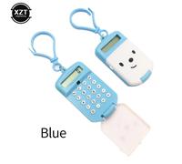 QSJ-Mini calculatrice numérique portable Kawaii,dessin animé mignon,porte-clés créatif,calculatrice de poche,fournitures de bureau,8 écrans-Bleu