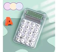 QSJ-Mini calculatrice transparente couleur bonbon,calculatrice Portable LCD à 8 chiffres,calculatrice électronique pour le bureau et la maison,papeterie scolaire-Blanc