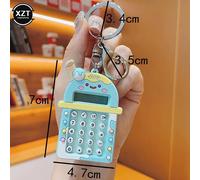 QSJ-Porte-clés mini calculatrice portable avec porte-clés créatif et mignon,affichage à 8 chiffres,calculatrice de poche-Bleu