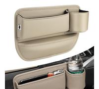 QSJKLC Organiseur Latéral pour Siège de Voiture pour Citroen Versailles C5X, Stockage D'écart de Siège de Voiture, Poche de Console de Siège Avant,A-Beige