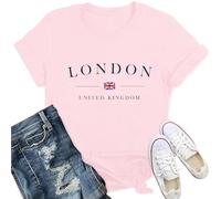 Qskall T-shirt pour femme Union Jack Londres Royaume-Uni, rose, L