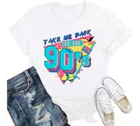 Qskall T-shirt rétro années 90 pour femme Take Me Back to The 90's Shirts Retro 80 90, blanc 1, M