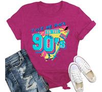 Qskall T-shirt rétro années 90 pour femme Take Me Back to The 90's Shirts Retro 80 90, rose, L