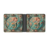 QSKDLAC Portefeuille en cuir fin et durable avec porte-cartes de crédit personnalisé, carte vintage sirènes, portefeuille pour homme et femme, parfait pour le travail, les voyages, style, taille