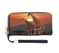 QSKDLAC Portefeuille RFID personnalisé pour femme Oie sauvage par The Bridge - Portefeuille long avec pochette pour cartes pour homme et femme, Girafe au coucher du soleil., 20.0*10.5cm, Moderne