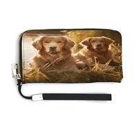 QSKDLAC Portefeuille RFID personnalisé pour femme Oie sauvage par The Bridge - Portefeuille long avec pochette pour cartes pour homme et femme, Deux Golden Retrievers, 20.0*10.5cm, Moderne