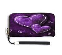 QSKDLAC Portefeuille RFID personnalisé pour femme Oie sauvage par The Bridge - Portefeuille long avec pochette pour cartes pour homme et femme, Cœur Violet, 20.0*10.5cm, Moderne