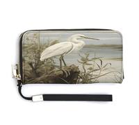 QSKDLAC Portefeuille RFID personnalisé pour femme Oie sauvage par The Bridge - Portefeuille long avec pochette pour cartes pour homme et femme, Aigrette des marais, 20.0*10.5cm, Moderne