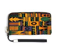 QSKDLAC Portefeuille RFID pour femme avec bannière rétro personnalisée, Motif ethnique africain., 20.0*10.5cm, Moderne