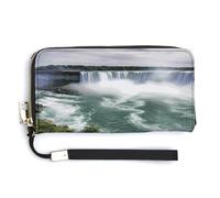 QSKDLAC Portefeuille RFID pour femme avec bannière rétro personnalisée, Niagara Falls, 20.0*10.5cm, Moderne