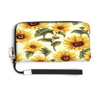 QSKDLAC Portefeuille RFID pour femme avec bannière rétro personnalisée, Tournesol d'été, 20.0*10.5cm, Moderne