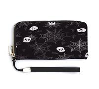 QSKDLAC Portefeuille RFID pour femme avec bannière rétro personnalisée, Un squelette dans une toile d'araignée, 20.0*10.5cm, Moderne