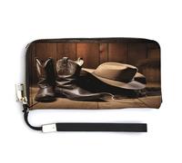 QSKDLAC Portefeuille RFID pour femme avec motif de livres rétro personnalisés pour homme et femme, Bottes western de cowboy noires, 20.0*10.5cm, Moderne