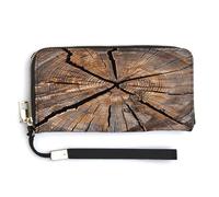 QSKDLAC Rfid Portefeuille long personnalisé pour femme et homme, Grain de bois souche d'arbre, 20.0*10.5cm, Moderne