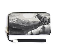 QSKDLAC Rfid Portefeuille long personnalisé pour femme et homme, Loup solitaire des montagnes enneigées, 20.0*10.5cm, Moderne