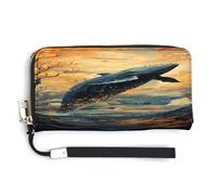 QSKDLAC Rfid Portefeuille personnalisé pour femme Motif guitare bleue, Poster baleine, 20.0*10.5cm, Moderne