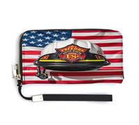 QSKDLAC Rfid Portefeuille personnalisé pour femme Motif pingouin et mer, Bannière USA, 20.0*10.5cm, Moderne