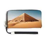 QSKDLAC Rfid Portefeuille pour femme avec chapeau noir et bottes de cowboy personnalisables, Pyramide égyptienne dans le désert, 20.0*10.5cm, Moderne