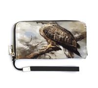 QSKDLAC Rfid Portefeuille pour femme Motif fleurs de pensée, Faucon assis dans l'arbre, 20.0*10.5cm, Moderne