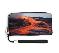 QSKDLAC Rfid Portefeuille pour femme Motif fleurs de pensée, Red Hot Lava de, 20.0*10.5cm, Moderne