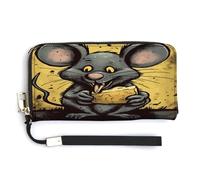 QSKDLAC Rfid Portefeuille pour femme Motif teckel et notes de musique, Le rat mange du fromage, 20.0*10.5cm, Moderne