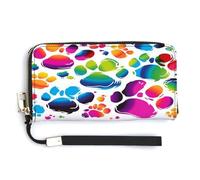 QSKDLAC Rfid Portefeuille pour femme personnalisé chèvre Frolic long portefeuille carte portefeuille portefeuille pour femmes hommes, Motif pattes de chien colorées., 20.0*10.5cm, Moderne
