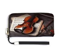 QSKDLAC Rfid Portefeuille pour femme personnalisé pieuvre entrelacé long portefeuille porte-cartes pour femmes hommes, Partitions de violon, 20.0*10.5cm, Moderne