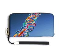 QSKDLAC Rfid Portefeuille pour femme personnalisé rétro Canada Bannière longue pochette portefeuille cartes portefeuilles pour femmes hommes, Photos de chaîne ADN, 20.0*10.5cm, Moderne