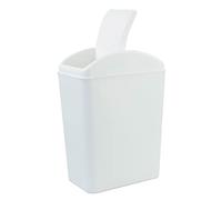 Qskely 20 L Papelera con Tapa Basculante, Pequeño Cubo de Basura Para Baño, Blanco