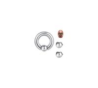 QSKISS Piercing en acier inoxydable avec perles captives BCR - Grand calibre épais - 12 g 10 g 8 g 6 g 4 g 2 g 0 g 00 g - Anneau Prince Albert PA avec perles de rechange pour nez, septum, lèvre