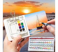 QSLKI 5PCS palette d’aquarelle de Voyage, 12 pigments de couleur, Set de peinture aquarelle, Palette aquarelle avec clip
