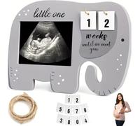 QSLKI Cadre Photo Pour Femme Enceinte, Échographie D'annonce De Grossesse Avec Compte À Rebours, Support Photo Ultrason Pour Future Maman, Cadres Image Echographie À Bébé,Annonce De Grossesse