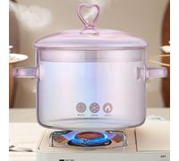 QSLKI Casserole En Verre Avec Couvercle, 1.5L Pot En Verre Pour Cuisine, Résistant À La Chaleur Borosilicate Verre Pot, Double Poignée Marmites Pour Pâtes, Pâtes, Soupe, Lait,Thé Et Salade(Amour)